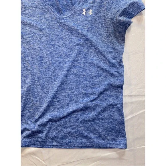Girls Under Armour V-Neck T-Shirt Blue Marbled Sz L/XL - Picture 4 of 11